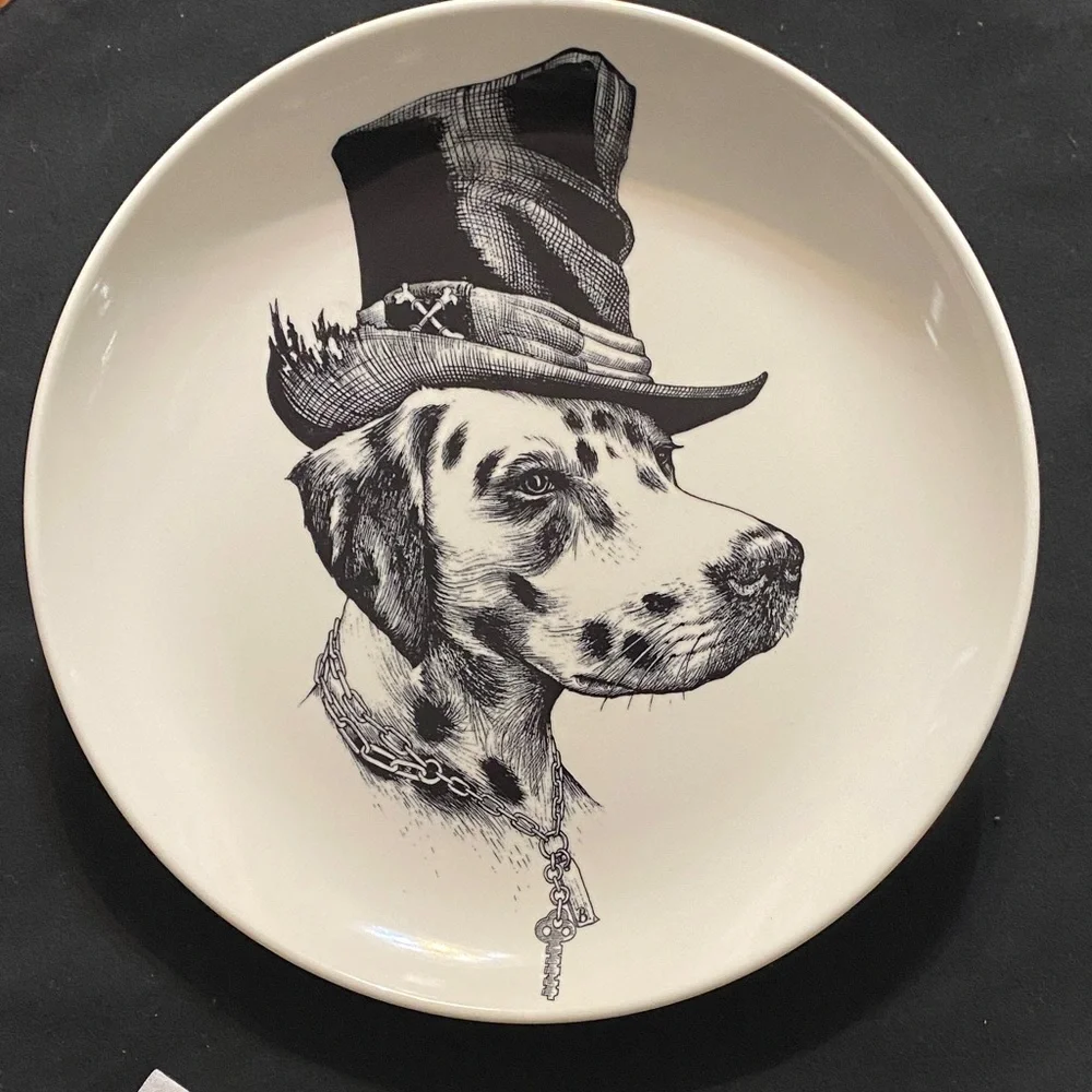 Williams Sonoma Rory Dobner Dapper  Brooklyn Dalmation Dog Plate w/Top Hat 🎩 NEW